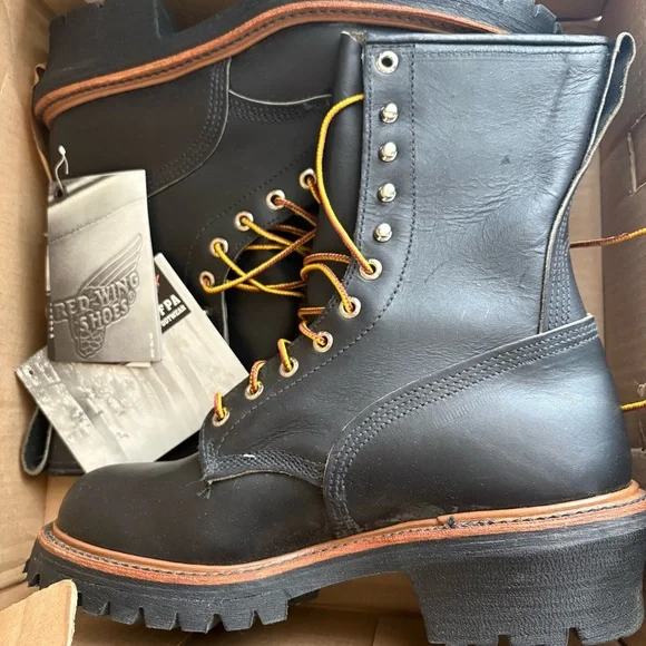 Red Wing Vintage Leather Logger Vibram Lace up Boot made in USA Deadstock - Picture 9 of 14